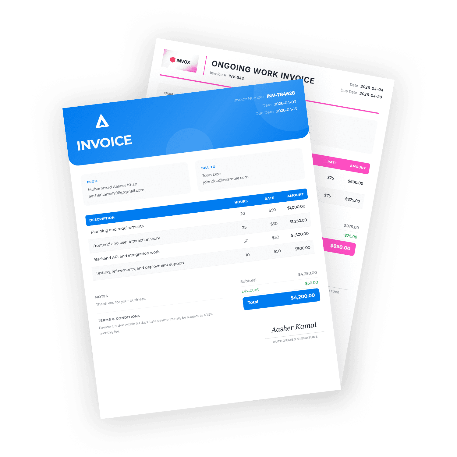 Professional invoice I now create with Invox AI in seconds